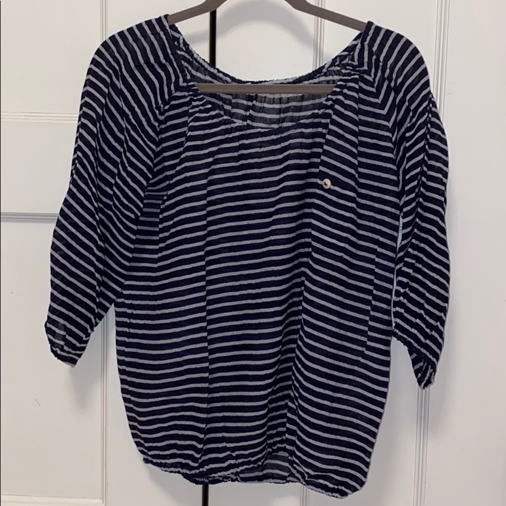 J Crew Navy Blue Striped Shirt